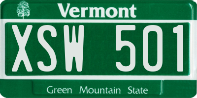 VT license plate XSW501