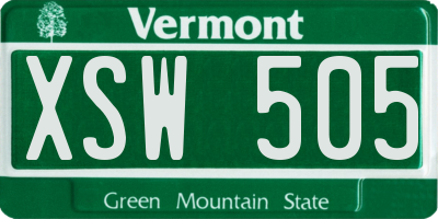 VT license plate XSW505