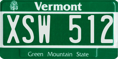 VT license plate XSW512