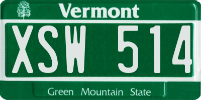 VT license plate XSW514