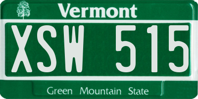 VT license plate XSW515