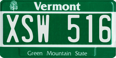 VT license plate XSW516