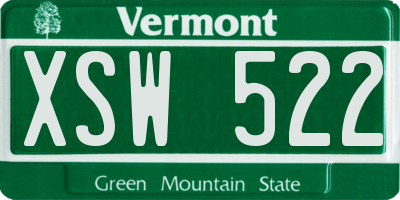 VT license plate XSW522