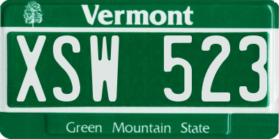 VT license plate XSW523