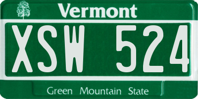 VT license plate XSW524
