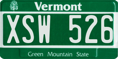 VT license plate XSW526