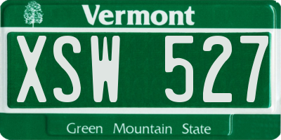 VT license plate XSW527