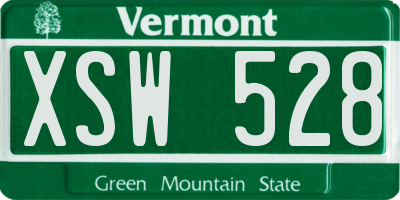 VT license plate XSW528