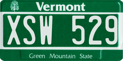 VT license plate XSW529
