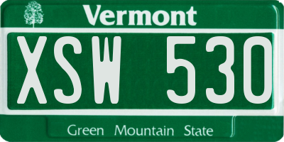VT license plate XSW530