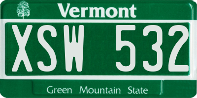 VT license plate XSW532