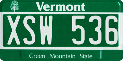 VT license plate XSW536