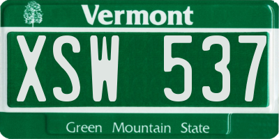 VT license plate XSW537