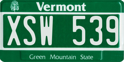 VT license plate XSW539
