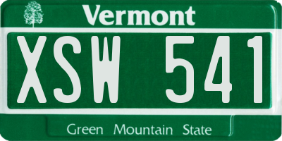 VT license plate XSW541