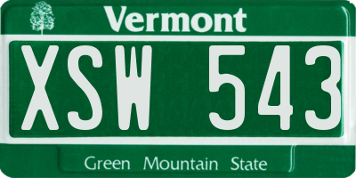 VT license plate XSW543