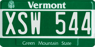 VT license plate XSW544