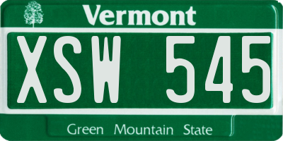 VT license plate XSW545
