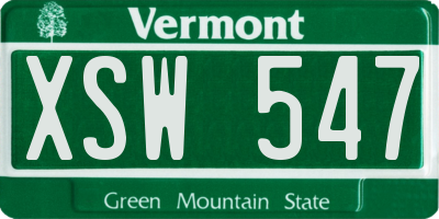 VT license plate XSW547