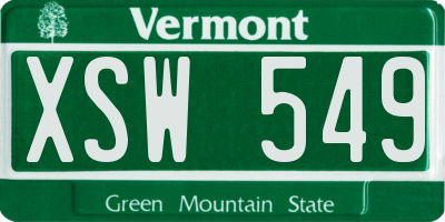 VT license plate XSW549