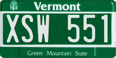 VT license plate XSW551
