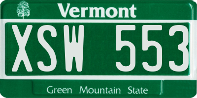 VT license plate XSW553