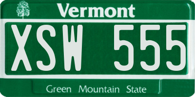 VT license plate XSW555