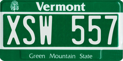 VT license plate XSW557