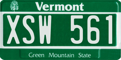 VT license plate XSW561