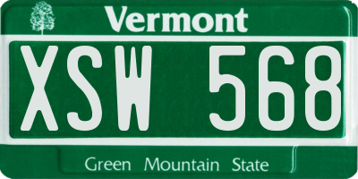 VT license plate XSW568