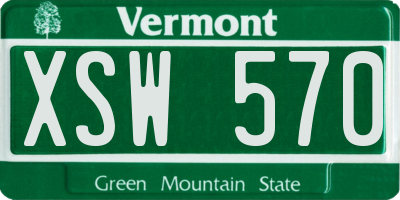 VT license plate XSW570