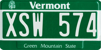 VT license plate XSW574