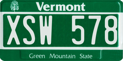 VT license plate XSW578