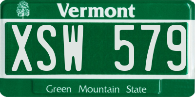 VT license plate XSW579