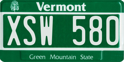 VT license plate XSW580