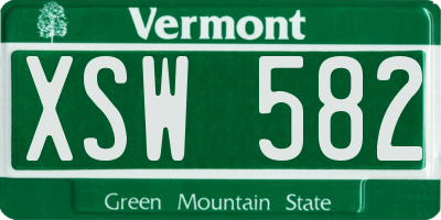 VT license plate XSW582