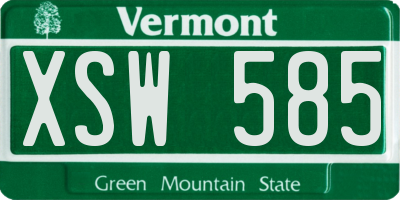 VT license plate XSW585
