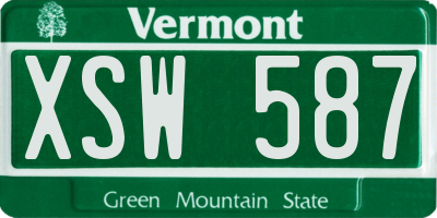 VT license plate XSW587