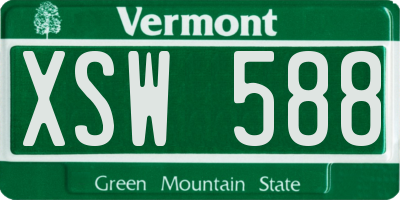 VT license plate XSW588