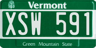 VT license plate XSW591