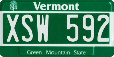VT license plate XSW592