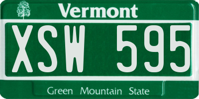VT license plate XSW595