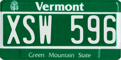VT license plate XSW596