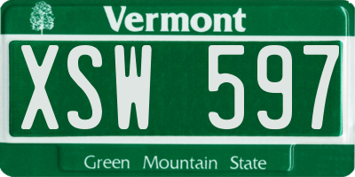 VT license plate XSW597