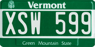 VT license plate XSW599