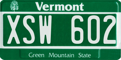 VT license plate XSW602