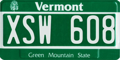 VT license plate XSW608