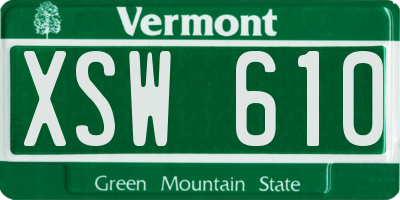 VT license plate XSW610