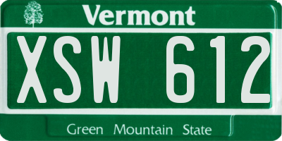VT license plate XSW612