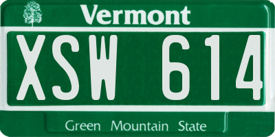 VT license plate XSW614